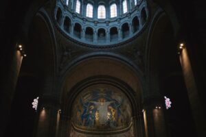 low angle view of cathedral ceiling